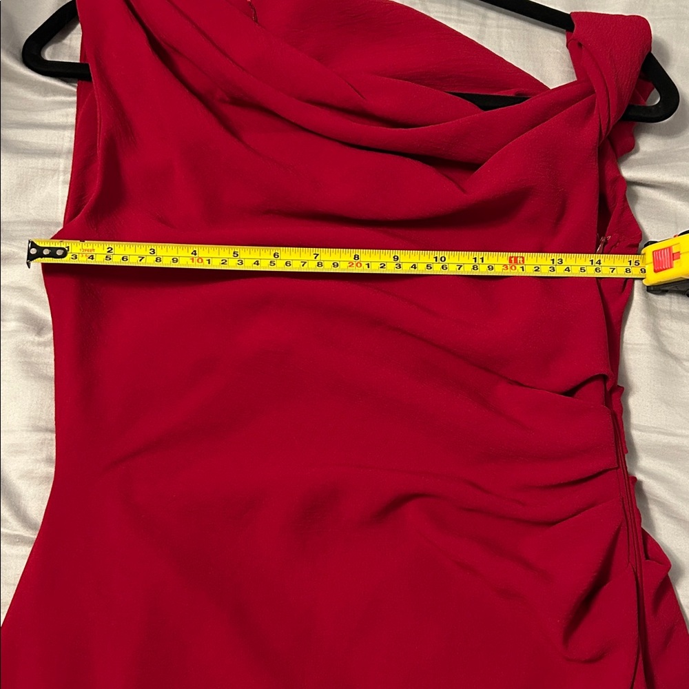 Mango Asymmetrical Pleated Dress Red Size M - Picture 7 of 9